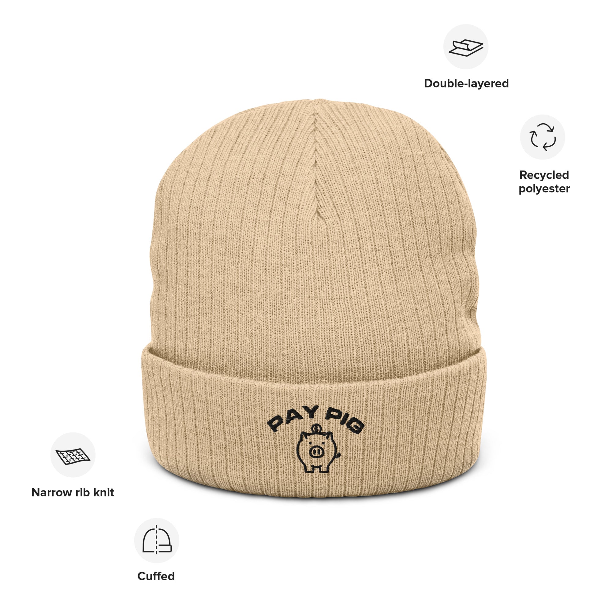 Pay Pig - Ribbed knit beanie