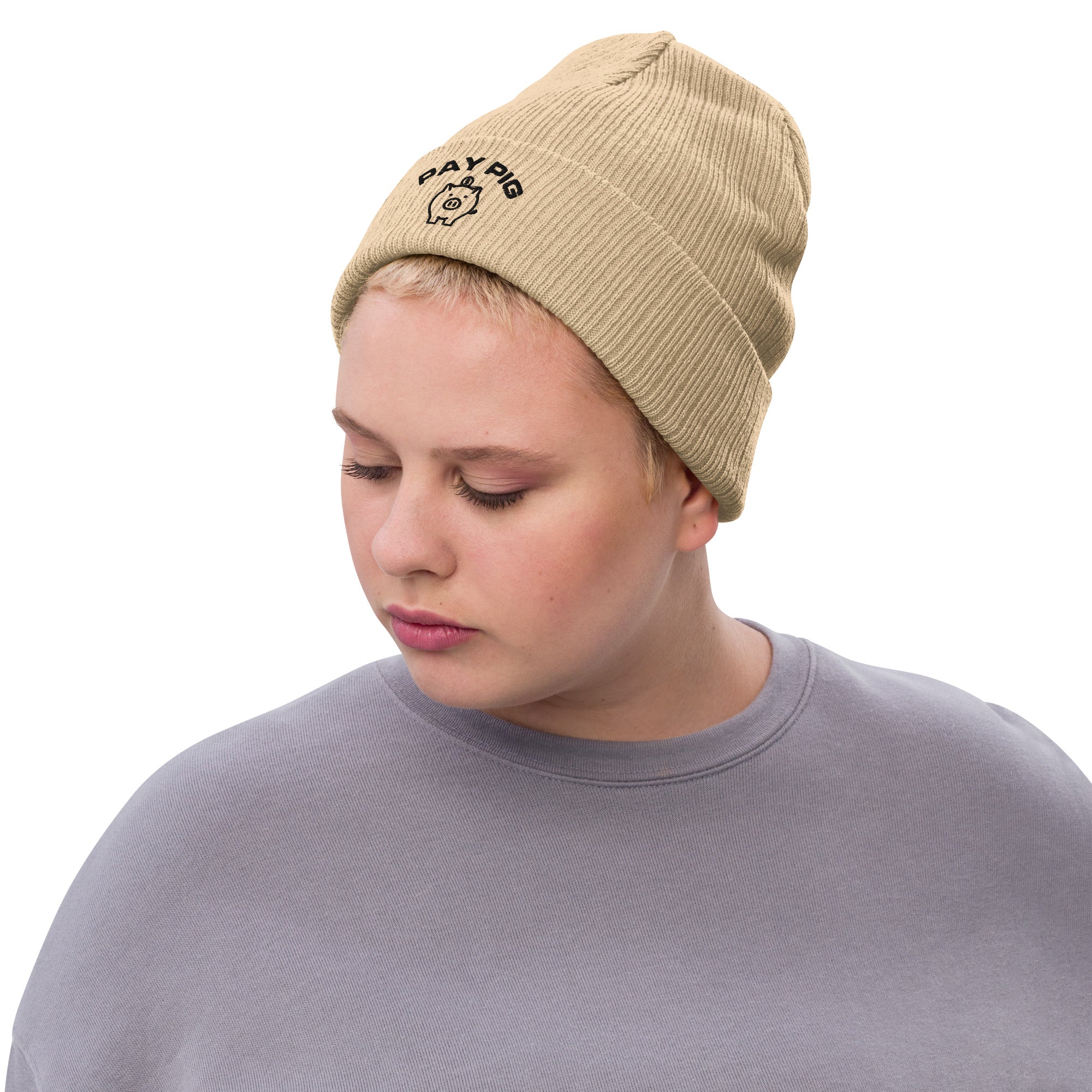 Pay Pig - Ribbed knit beanie