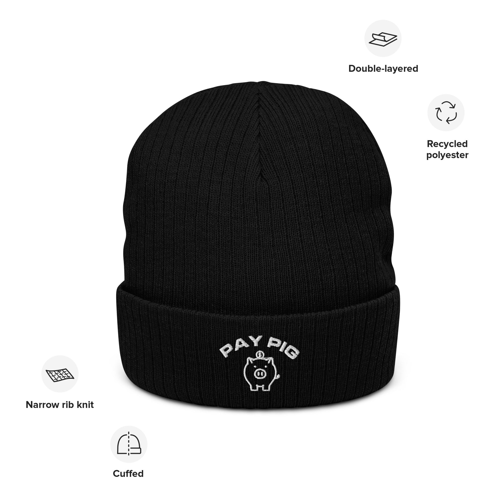 Pay Pig - Ribbed knit beanie