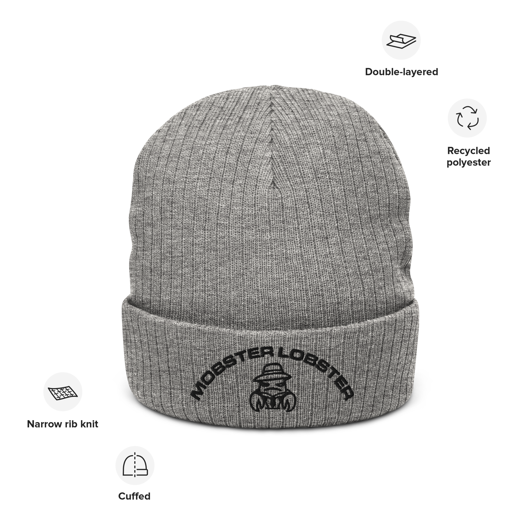 Mobster Lobster - Ribbed knit beanie